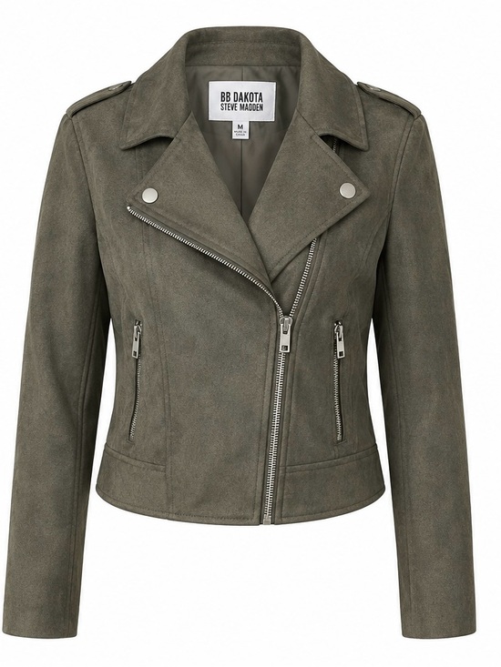 BB Dakota by Steve Madden Jackets & Blazers - Olive Sage Faux Suede Moto Jacket – BB Dakota Steve Madden – M